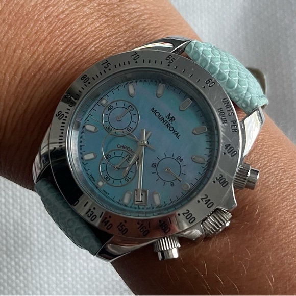 MountRoyal Stainless Steel Wrist Chronograph Leather strap Watch Unisex - Picture 2 of 9